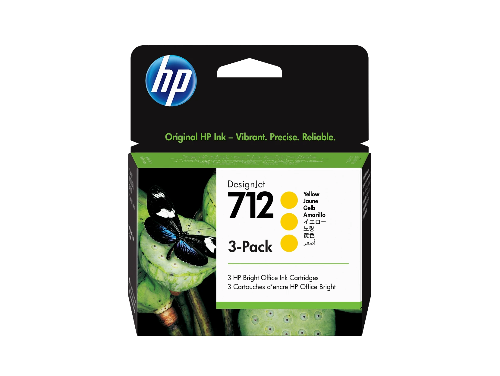 Paquete de 3 cartuchos de Tinta HP DesignJet 712 amarillo de 29 ml
