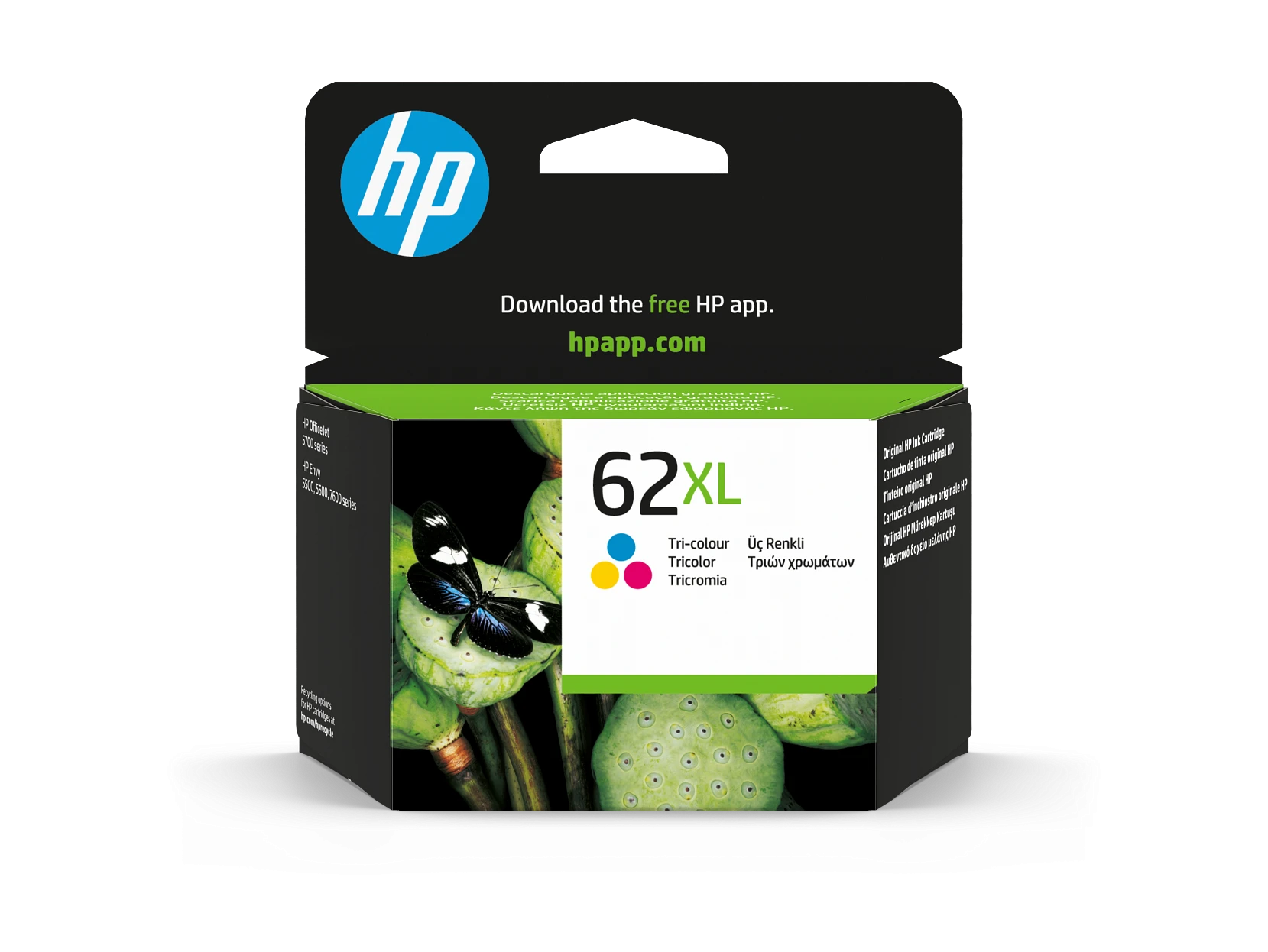 Cartucho de tinta original HP 62XL de alta capacidad tricolor