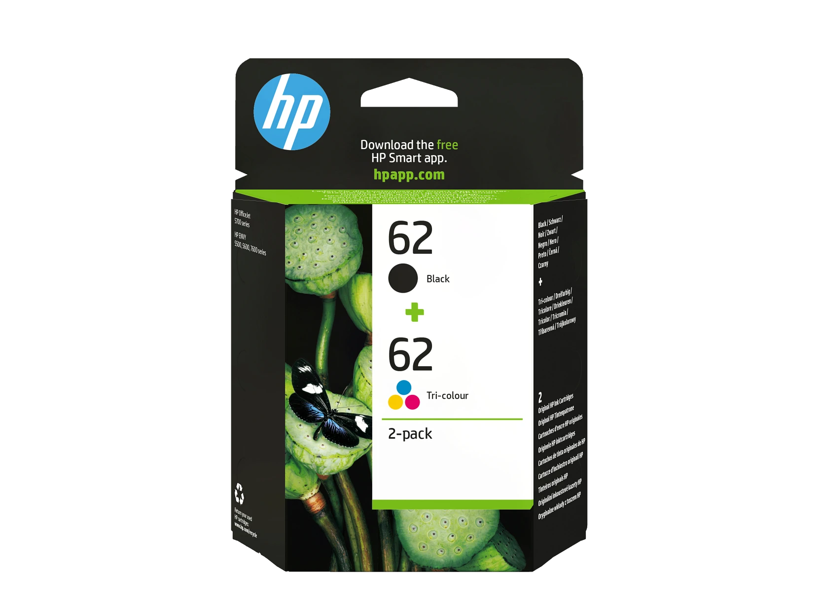 Pack de ahorro de 2 cartuchos de tinta original HP 62 negro/tricolor