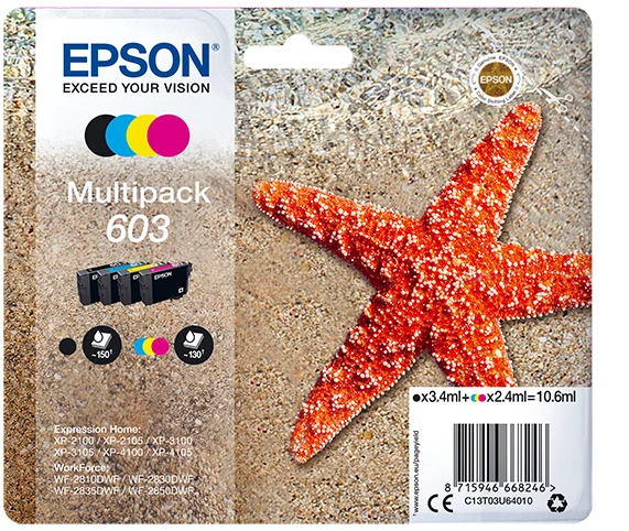 Multipack 4 Cartuchos de Tinta Epson 603 (Negro/Cian/Magenta/Amarillo)