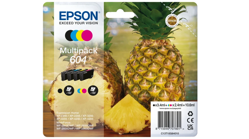 Multipack 4 Cartuchos de Tinta Epson 604 (Negro/Cian/Magenta/Amarillo)